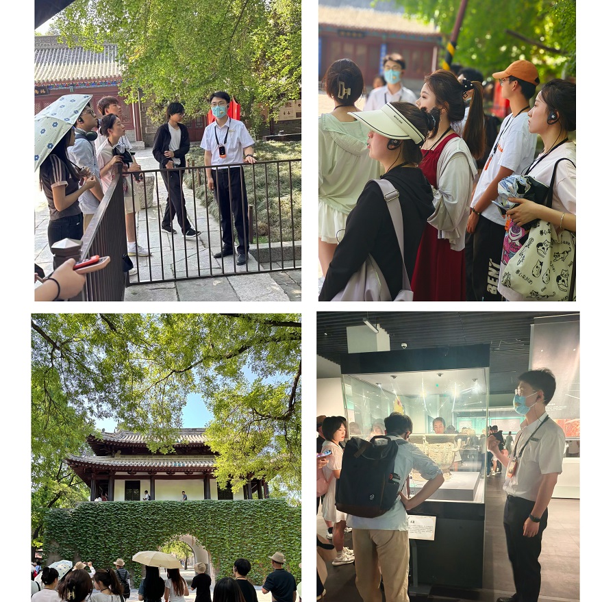 學(xué)生在小雁塔景區(qū)和西安博物院現(xiàn)場學(xué)習(xí)景點(diǎn)講解